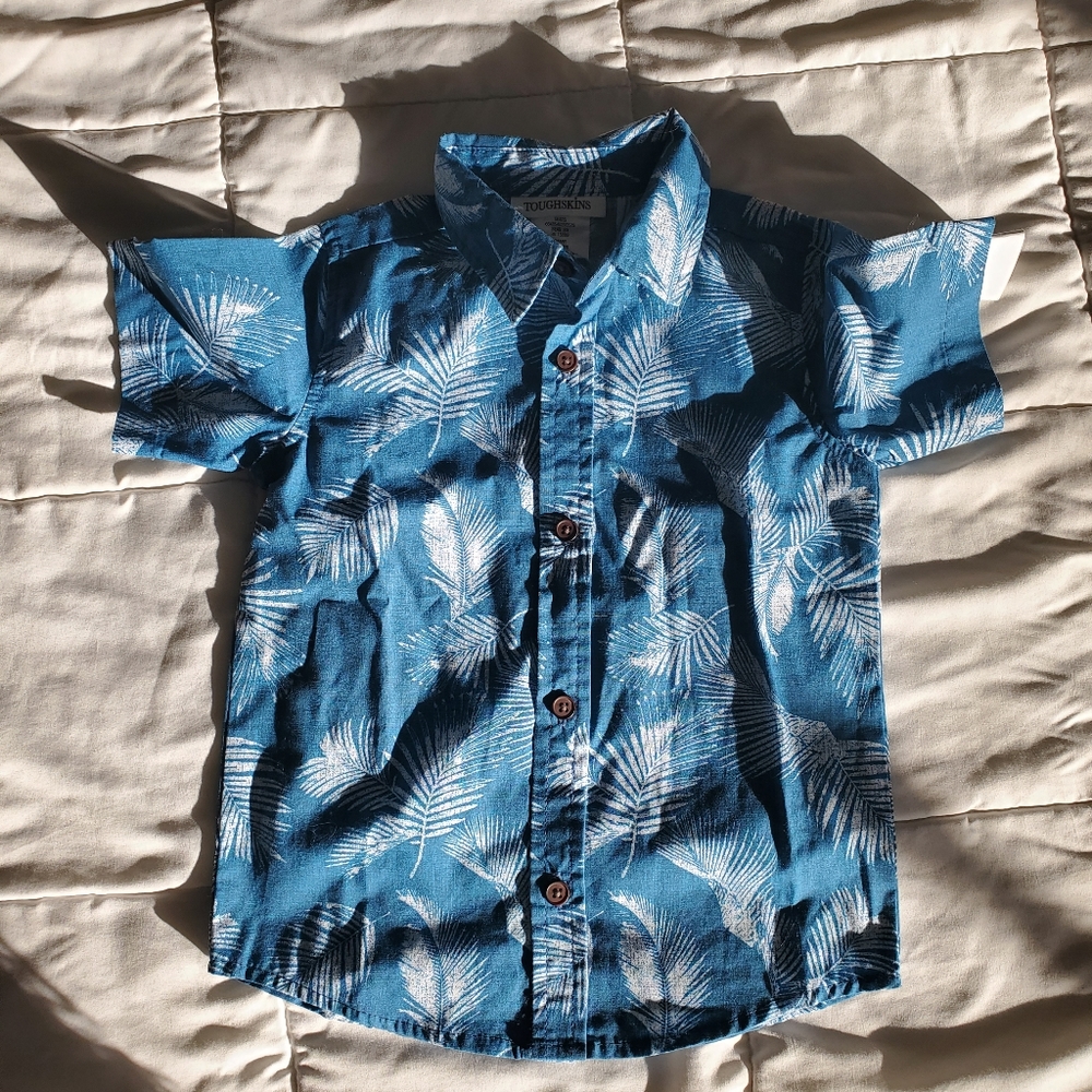 Summer button down toddler shirt palm trees 3t
